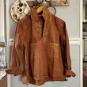 Anthropologie Rust Brown Pullover Collar Top
